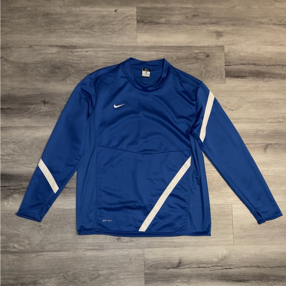 NIKE Dri-FIT Men's Royal Blue and White XL Long Sleeve  Pullover sweatshirt
